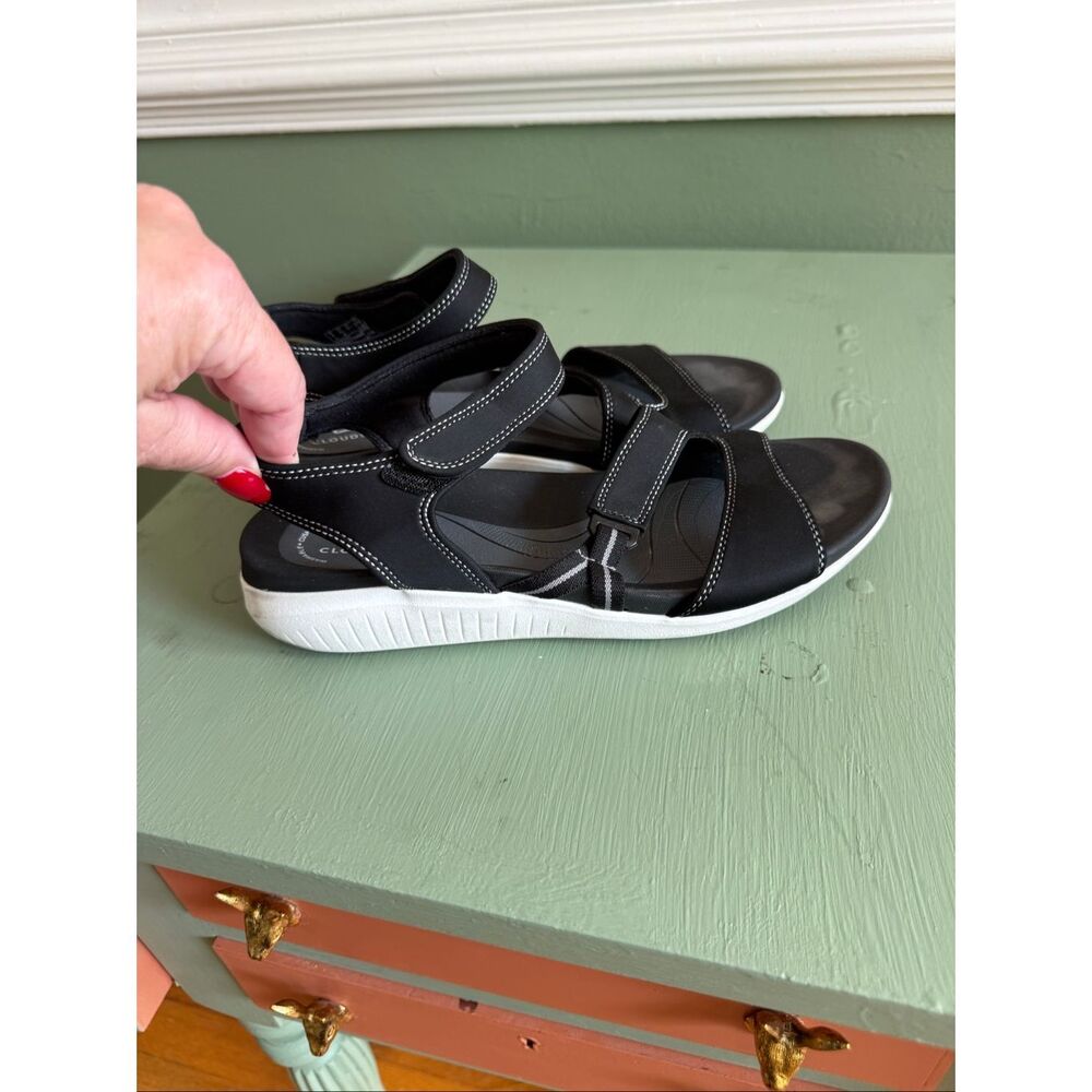 Clarks Cloud Stepper Black Hook & Loop Sandals Sz… - image 4